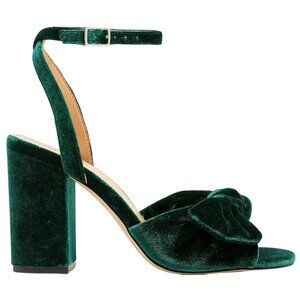 J.Crew Womens Velvet Knotted Peep-Toe Heels Size 7 Green